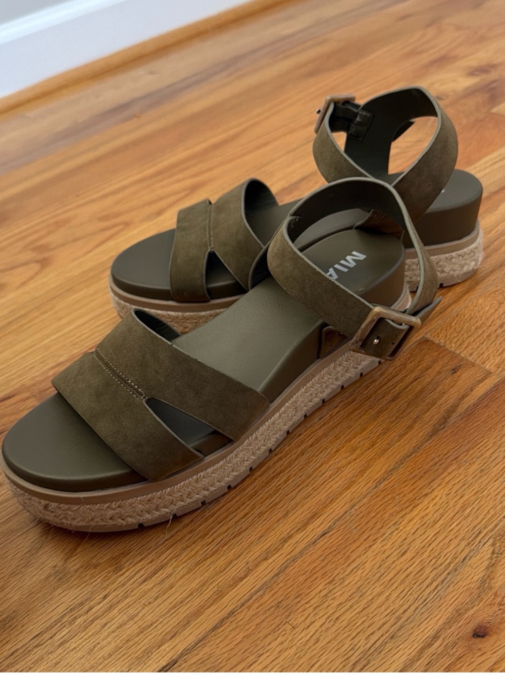 MIA Evana Dark Green Opel Wedges Ankle Strap